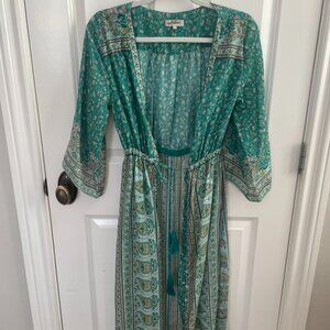 Arnhem Boho Paisley Tassel Midi Dress Size 8